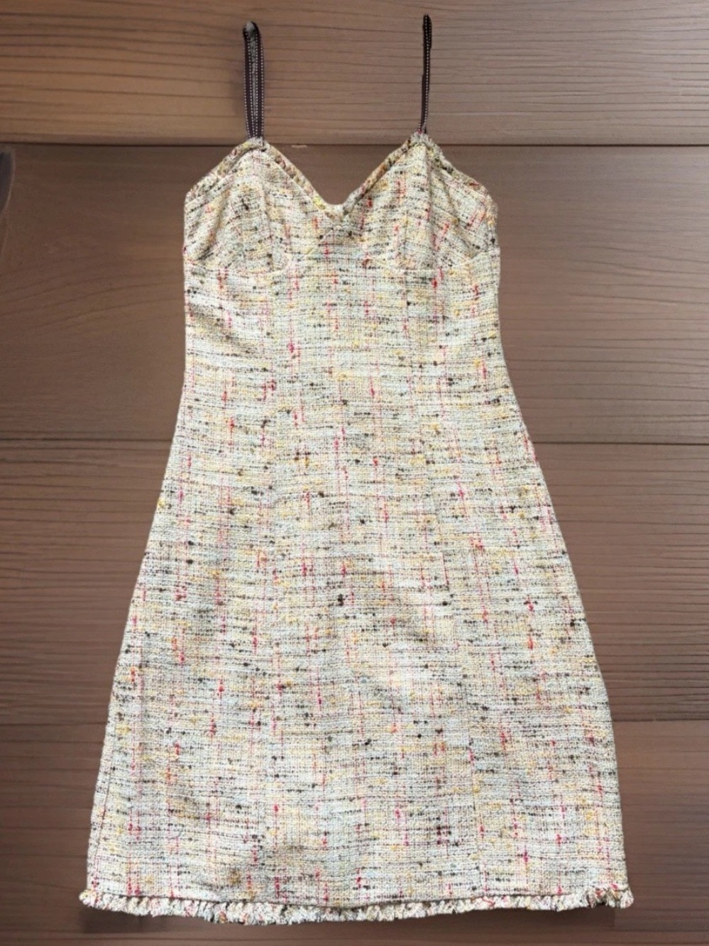 TRINA TURK Dress Womens Size 4 Pastel Tweed Sleeveless Raw Hem Mini Dress